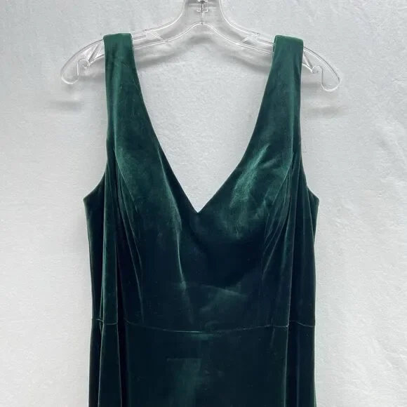 Revelry Dakota Emerald Cowl Back Velvet Dress Size 14 Gown Lined Prom